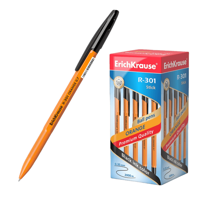 Ручка шариковая 0,7 мм ЧЕРНАЯ "Erich Krause" R-301 Orange Stik Ручка шариковая 0,7 мм ЧЕРНАЯ "Erich Krause" R-301 Orange Stik