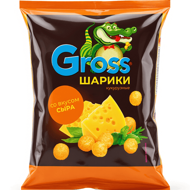 Шарики кукурузные "Gross" 60г, Сыр Шарики кукурузные "Gross" 60г, Сыр