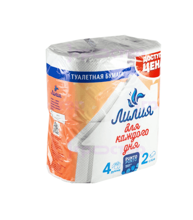Туалетная бумага 2-х/двухслойная "Лилия" Белая (4 шт.упак) Туалетная бумага 2-х/двухслойная "Лилия" Белая (4 шт.упак)